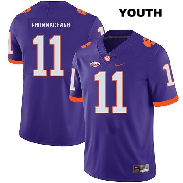 Youth Clemson Tigers #11 Taisun Phommachanh Stitched Purple Legend Authentic Nike NCAA College Football Jersey ZTX1846OD